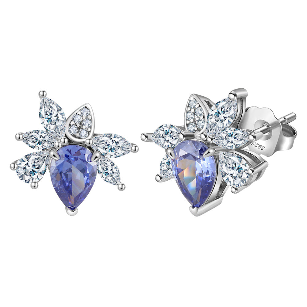 925 Sterling Silver Big Zircon Earrings