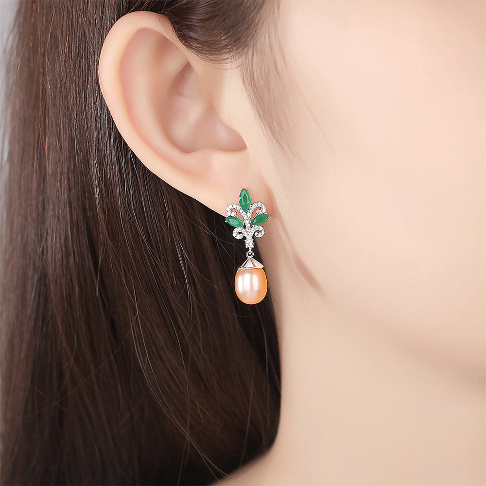 925 Sterling Silver Natural Pearl Drop Earrings Fashion Jewelry Gift for Women Girls