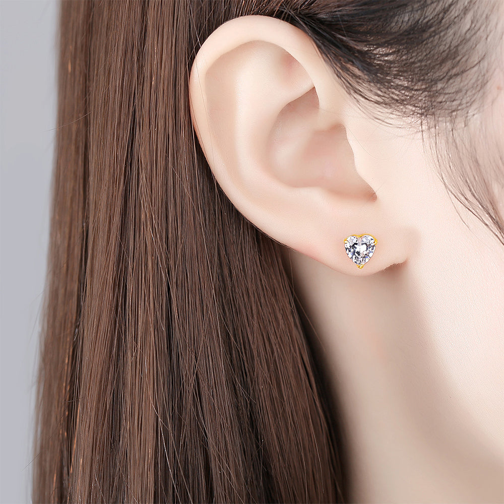 925 Sterling Silver Heart Earrings Fashion Jewelry Gift for Women Girls