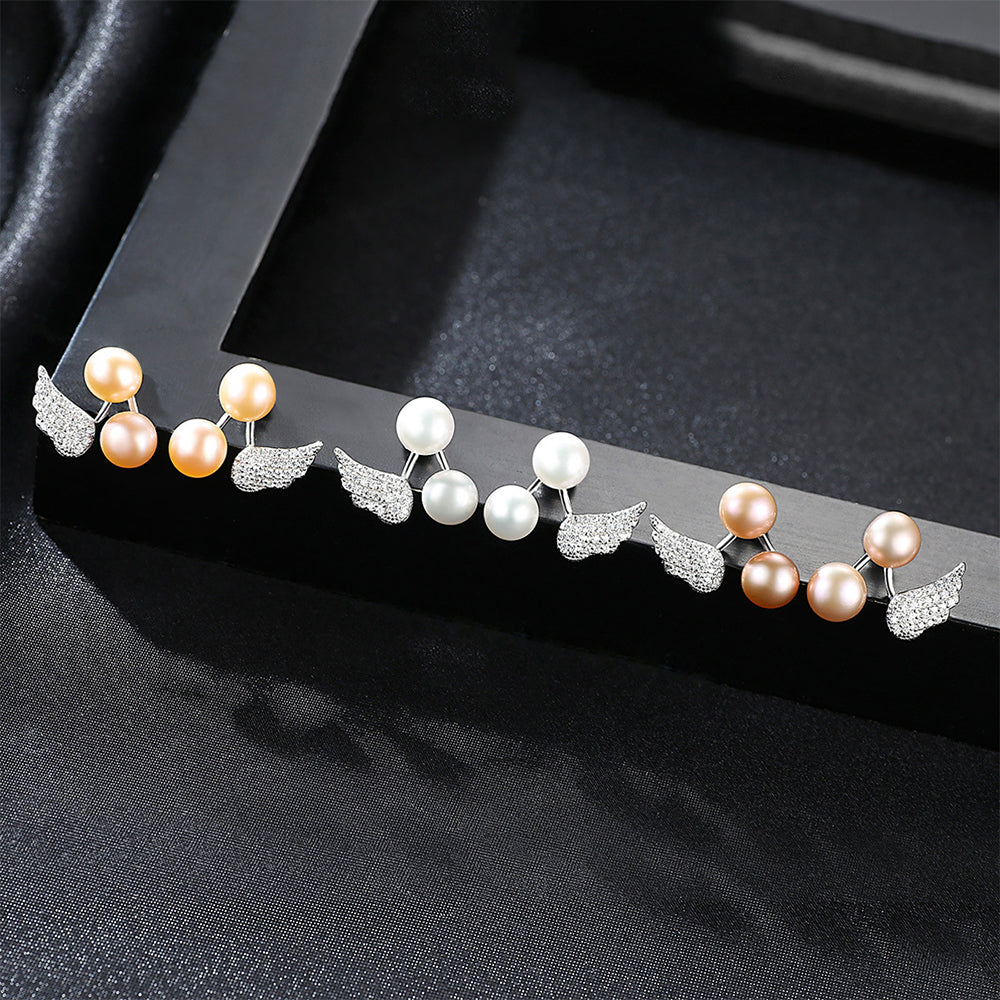 925 Sterling Silver Natural Pearl Drop Earrings Fashion Jewelry Gift for Women Girls