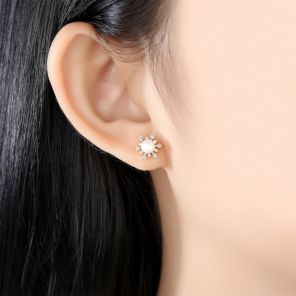 925 Sterling Silver Natural Pearl Drop Earrings Fashion Jewelry Gift for Women Girls