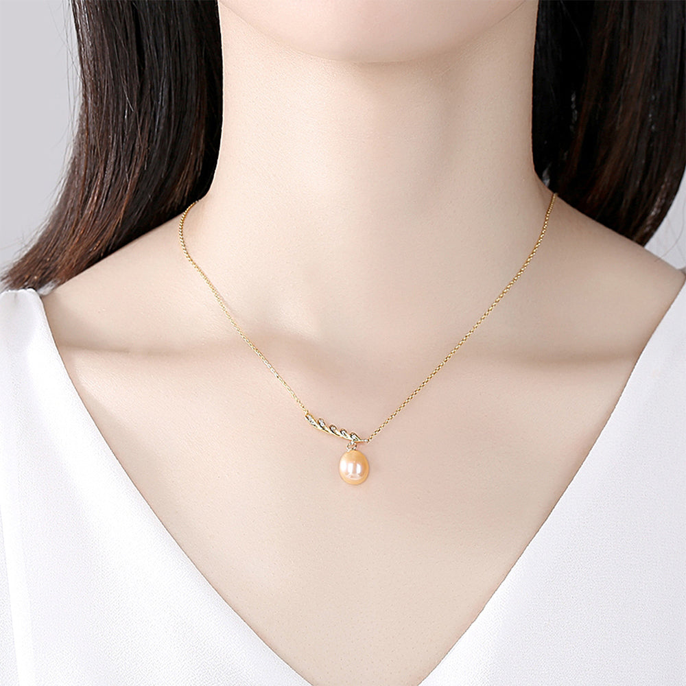 925 Sterling Silver Natural Pearl Drop Necklace Fashion Jewelry Gift for Women Girls