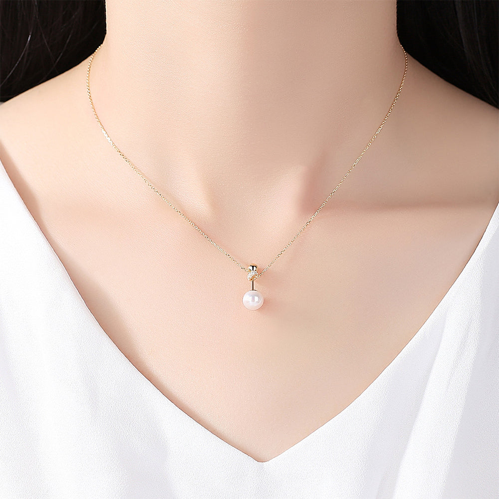 925 Sterling Silver Natural Pearl Drop Necklace Fashion Jewelry Gift for Women Girls