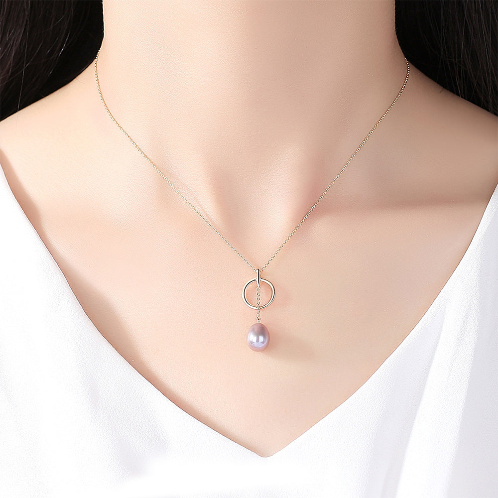 925 Sterling Silver Natural Pearl Drop Necklace Fashion Jewelry Gift for Women Girls