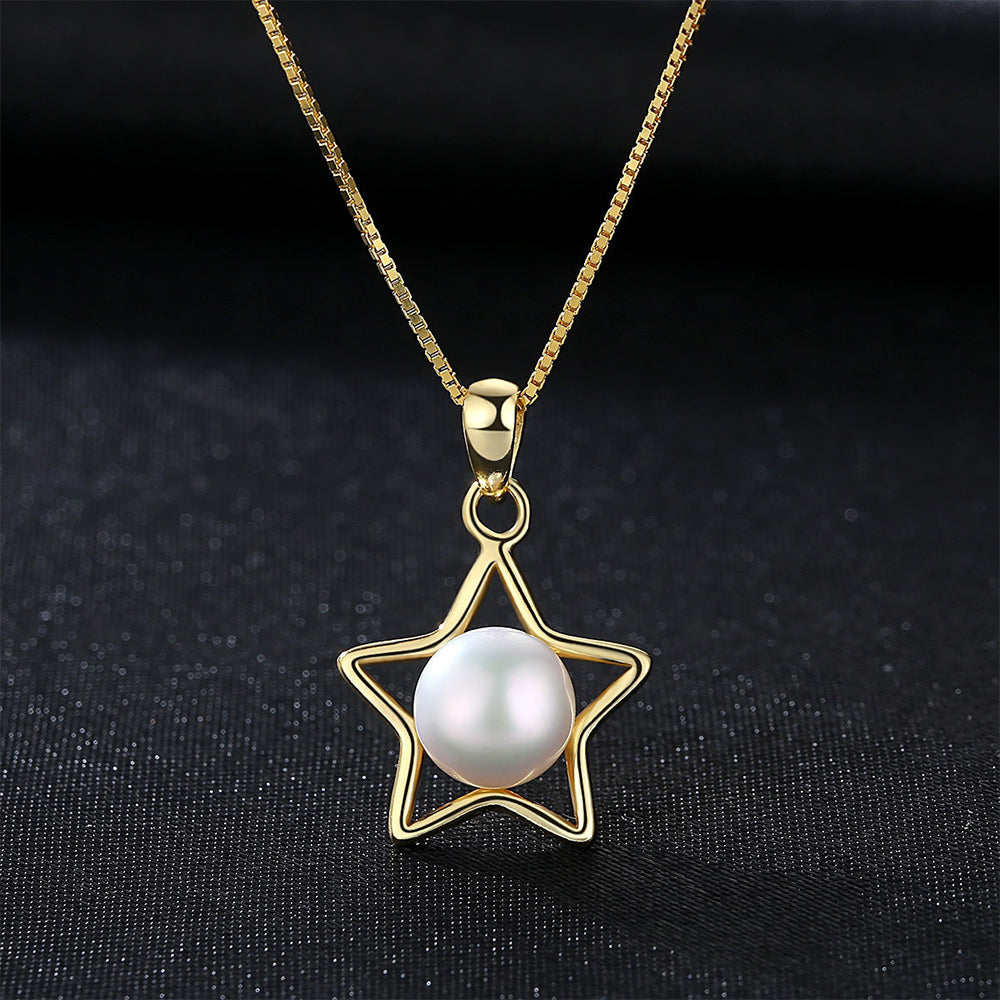 925 Sterling Silver Natural Pearl Drop Necklace Fashion Jewelry Gift for Women Girls