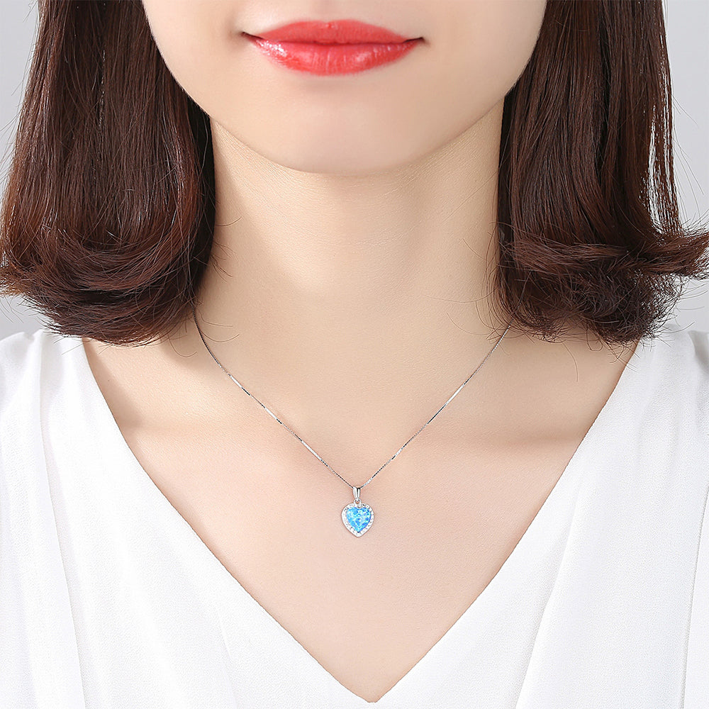 925 Sterling Silver Heart Necklace Fashion Jewelry Gift for Women Girls