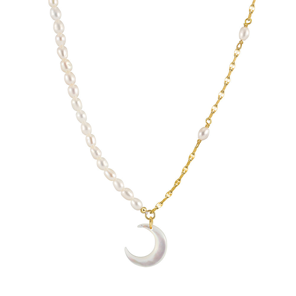 925 Sterling Silver Natural Pearl Necklace Fashion Jewelry Gift for Women Girls