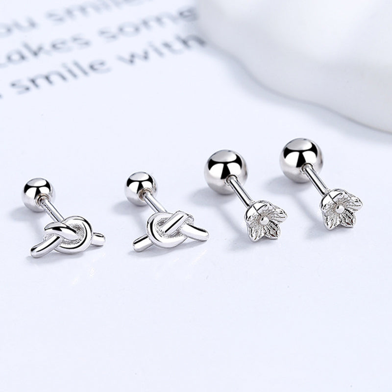 925 Sterling Silver Flower Screwed Earrings