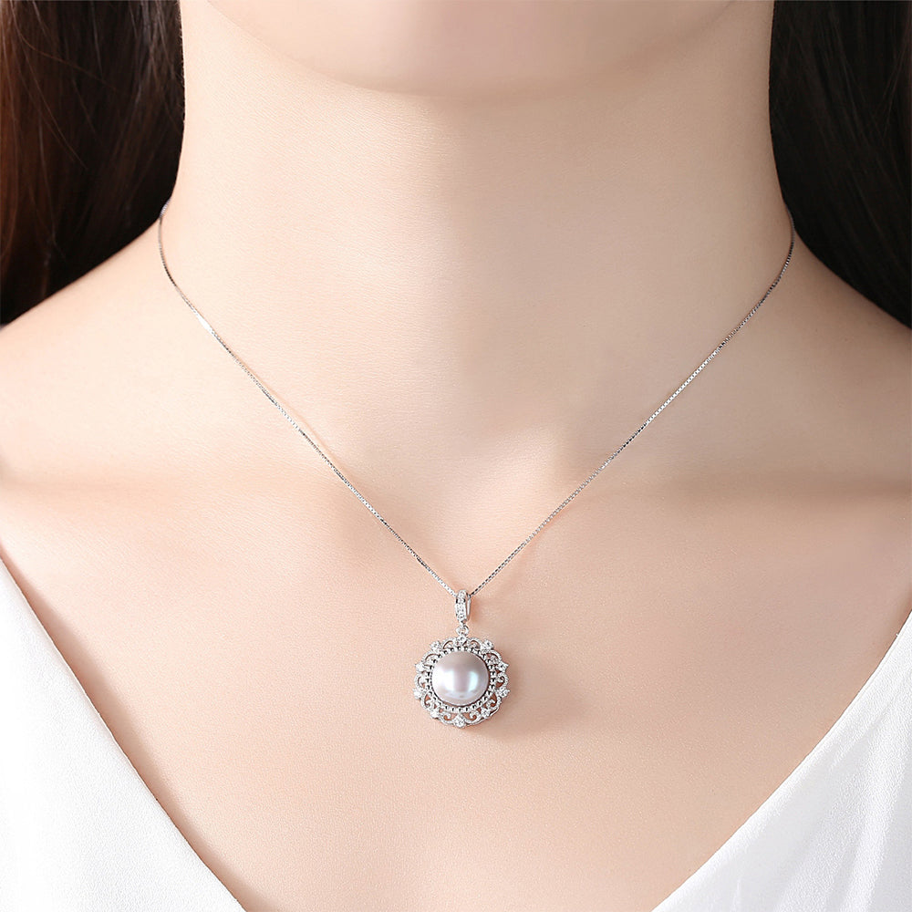 925 Sterling Silver Natural Pearl Drop Necklace Fashion Jewelry Gift for Women Girls