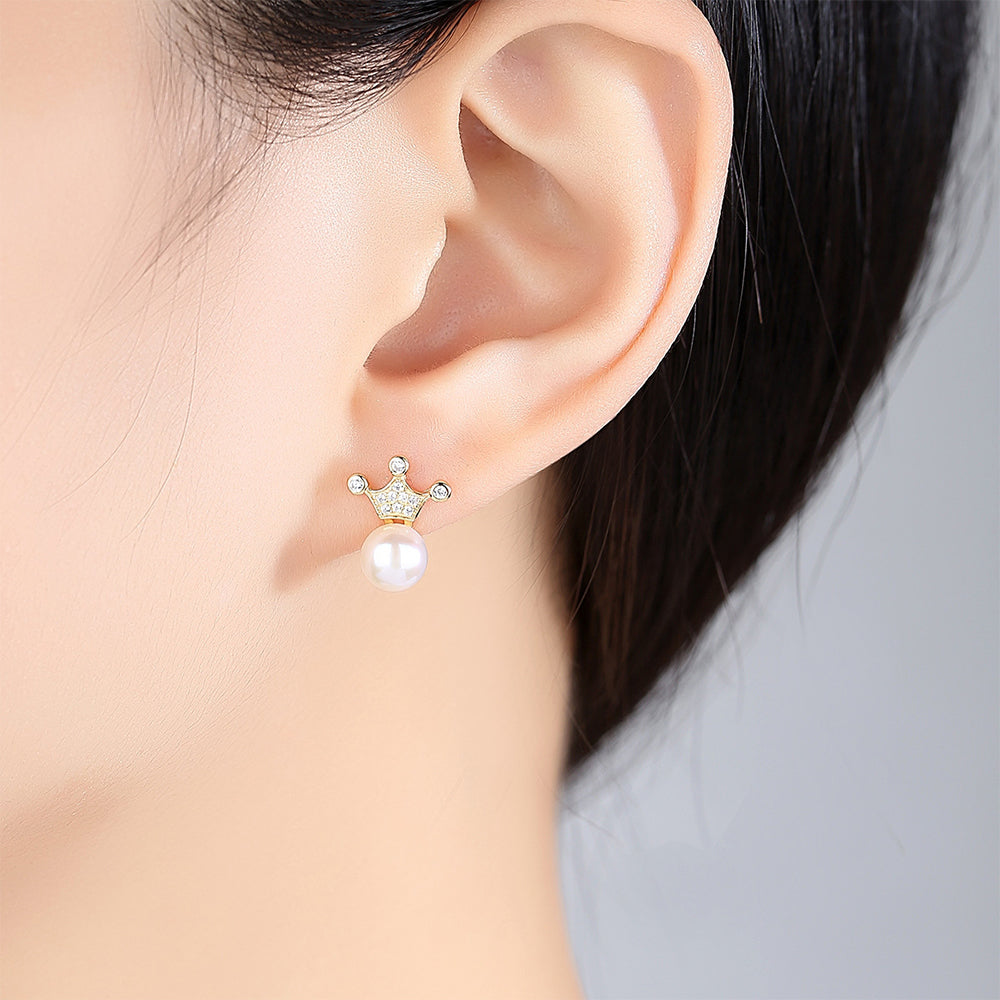 925 Sterling Silver Natural Pearl Drop Earrings Fashion Jewelry Gift for Women Girls