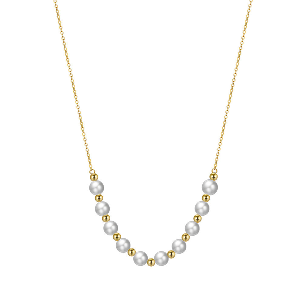 925 Sterling Silver Natural Pearl Necklace Fashion Jewelry Gift for Women Girls