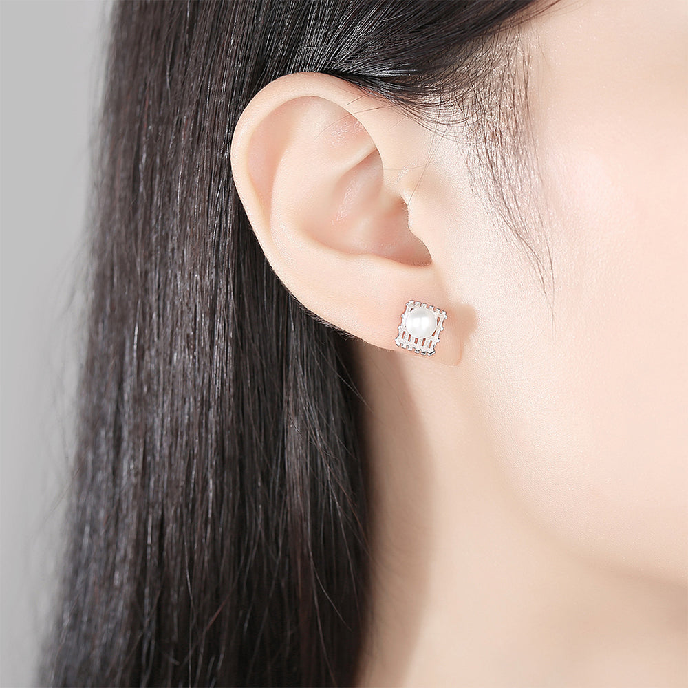 925 Sterling Silver Natural Pearl Drop Earrings Fashion Jewelry Gift for Women Girls