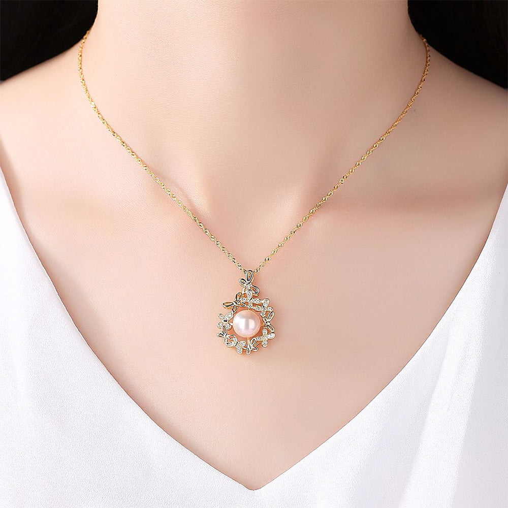 925 Sterling Silver Natural Pearl Drop Necklace Fashion Jewelry Gift for Women Girls