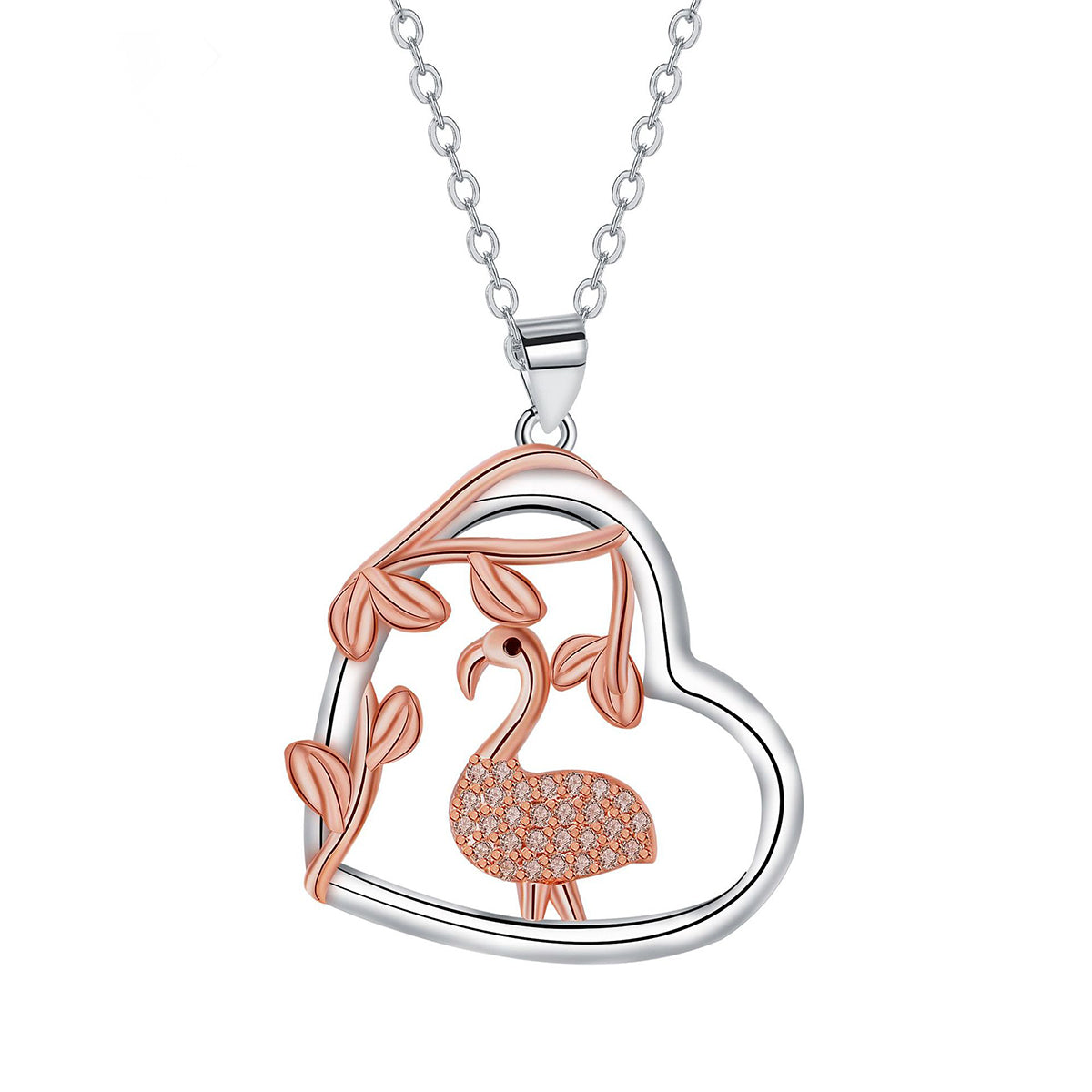 Copper With Silver/Rosegold Plated Heart Pendant Necklace
