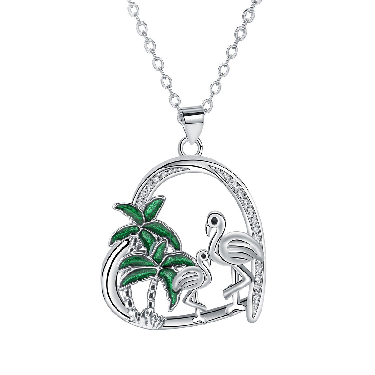 Copper With Silver Plated Birds Trees Pendant Necklace