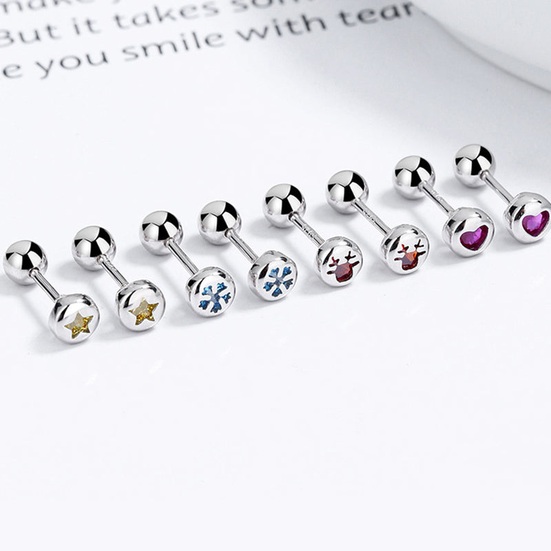 925 Sterling Silver Heart Screw Back Stud Earrings