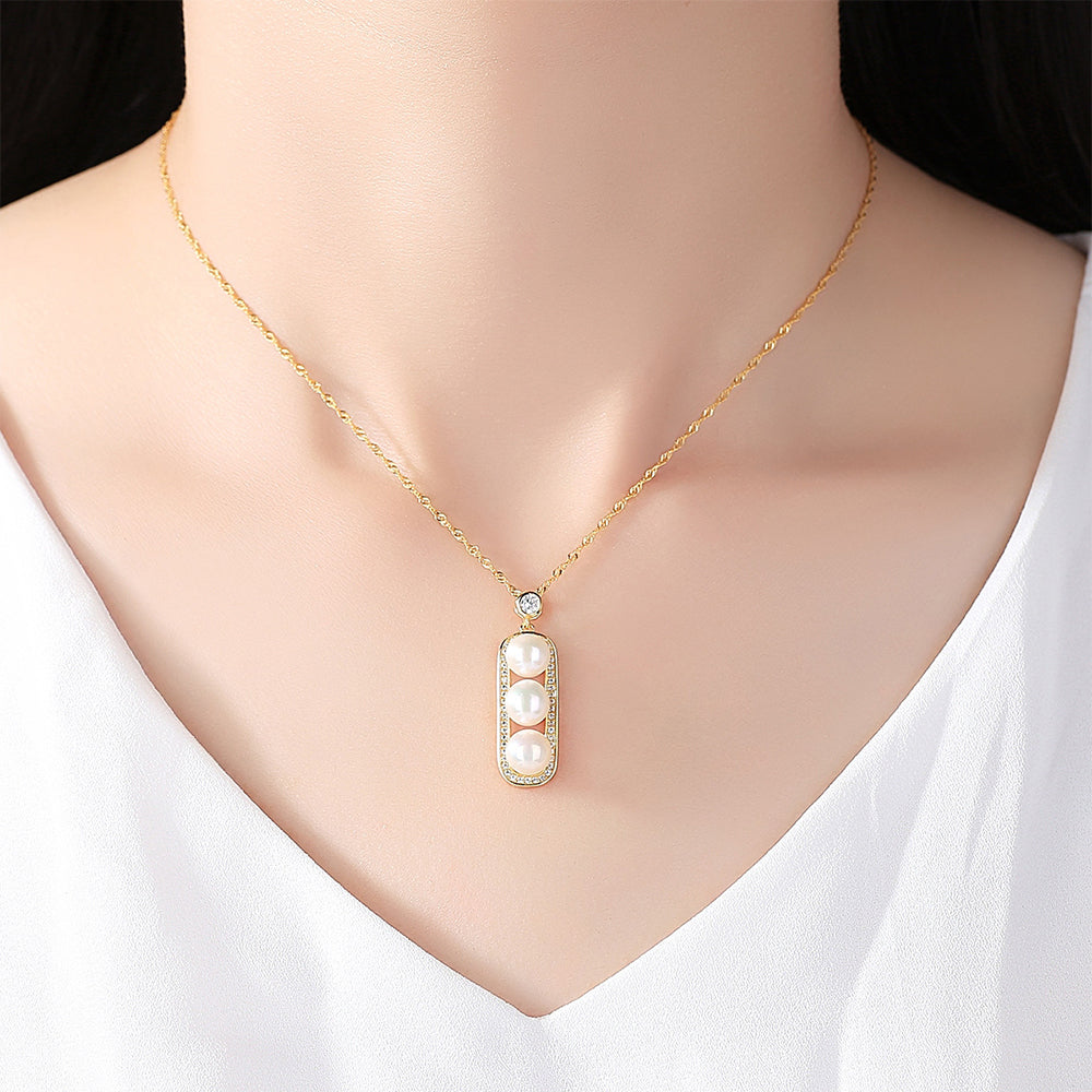 925 Sterling Silver Natural Pearl Drop Necklace Fashion Jewelry Gift for Women Girls