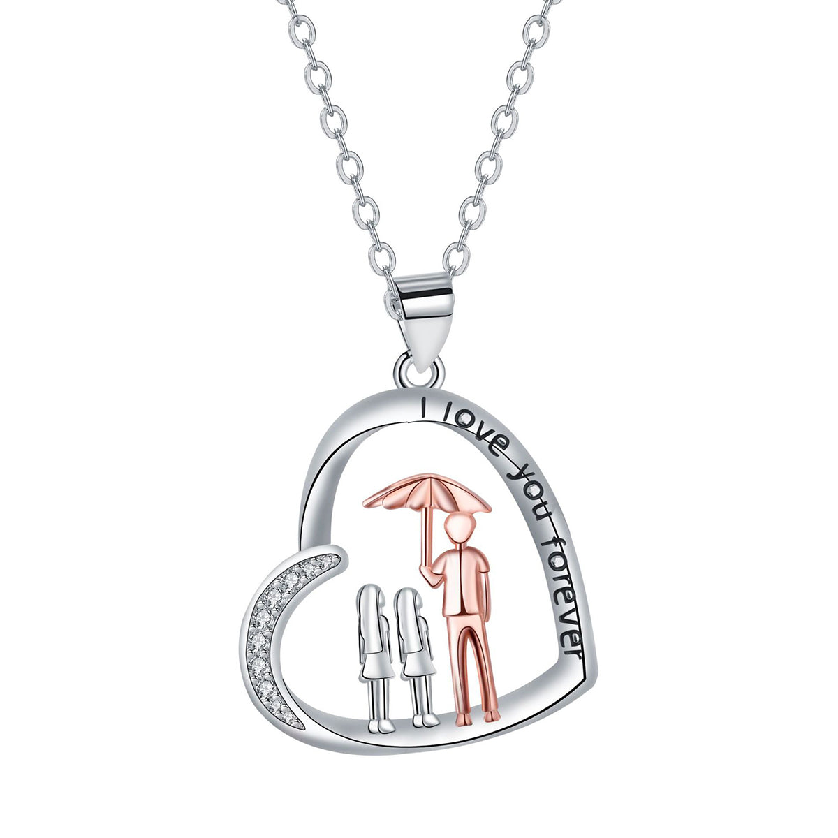 Copper With Silver/Rosegold Plated Heart Pendant Necklace