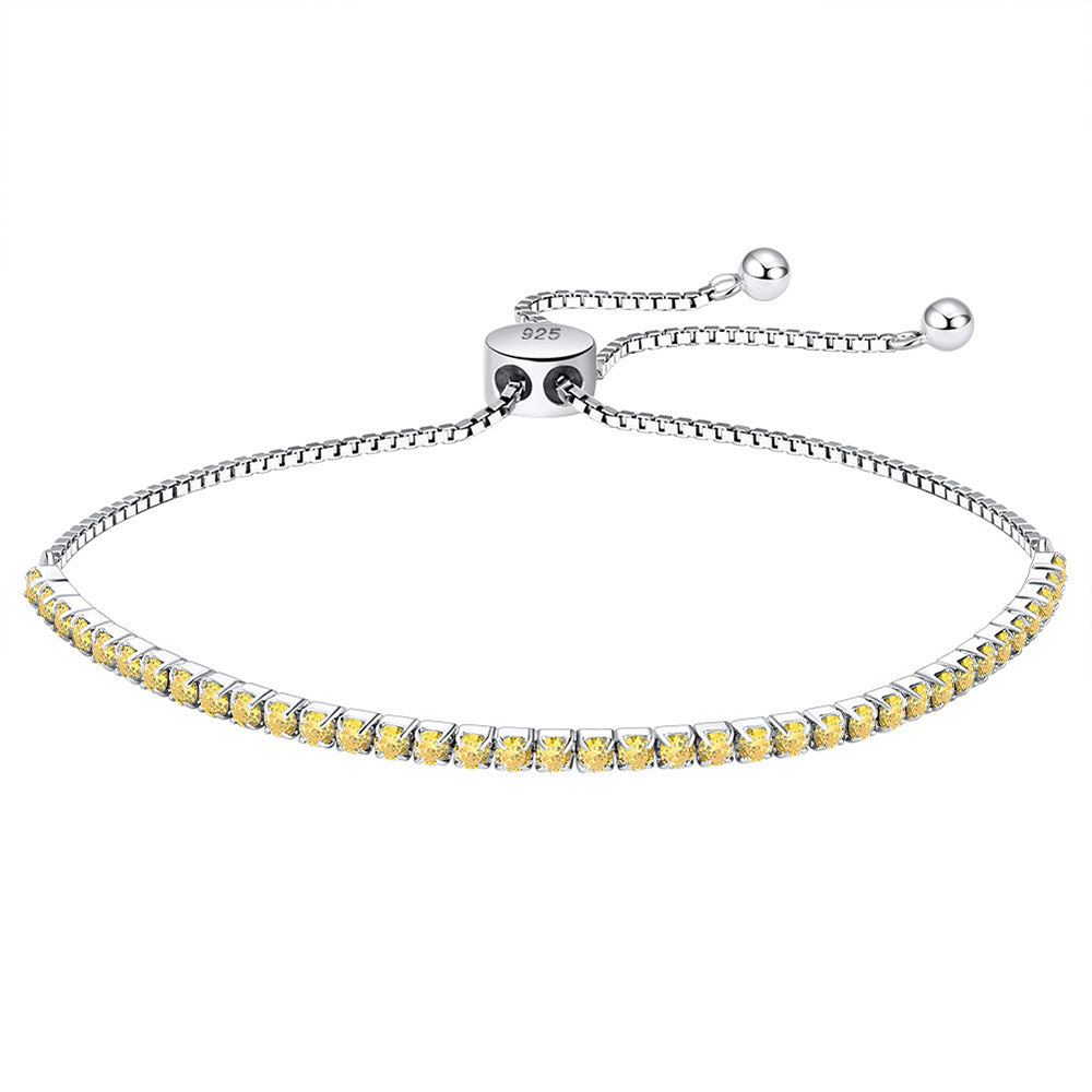 925 Sterling Silver 2mm Tennis Adjustable Bracelet