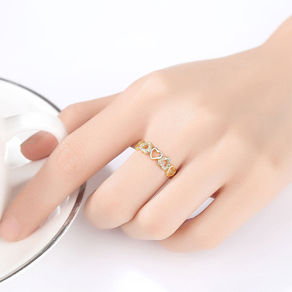 925 Sterling Silver Heart Ring Fashion Jewelry Gift for Women Girls