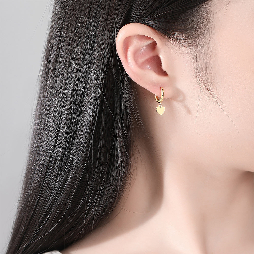 925 Sterling Silver Heart Earrings Fashion Jewelry Gift for Women Girls
