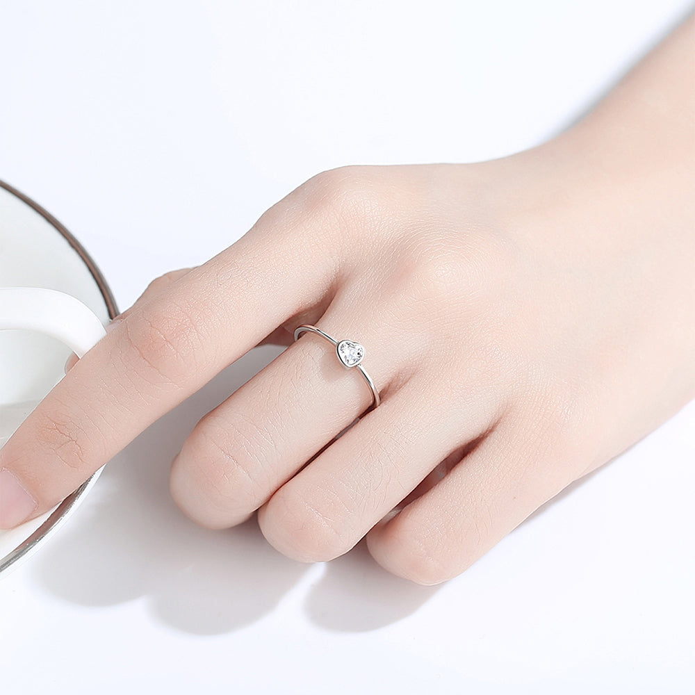 925 Sterling Silver Heart Ring Fashion Jewelry Gift for Women Girls