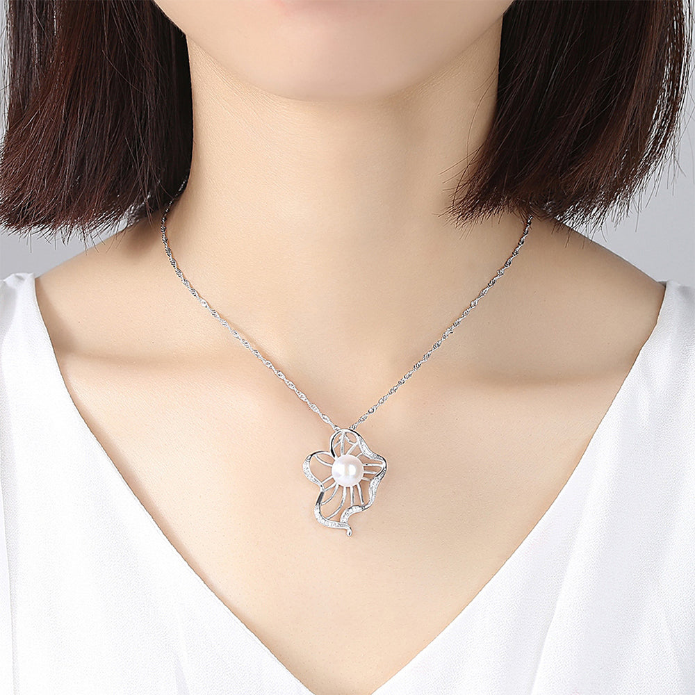 925 Sterling Silver Natural Pearl Drop Necklace Fashion Jewelry Gift for Women Girls