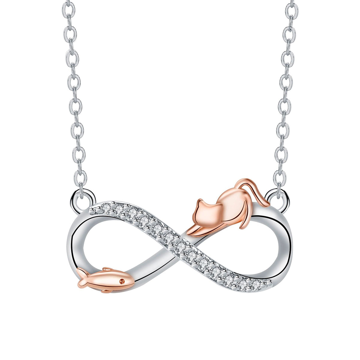 Copper With Silver/Rosegold Plated Infinity Pendant Necklace