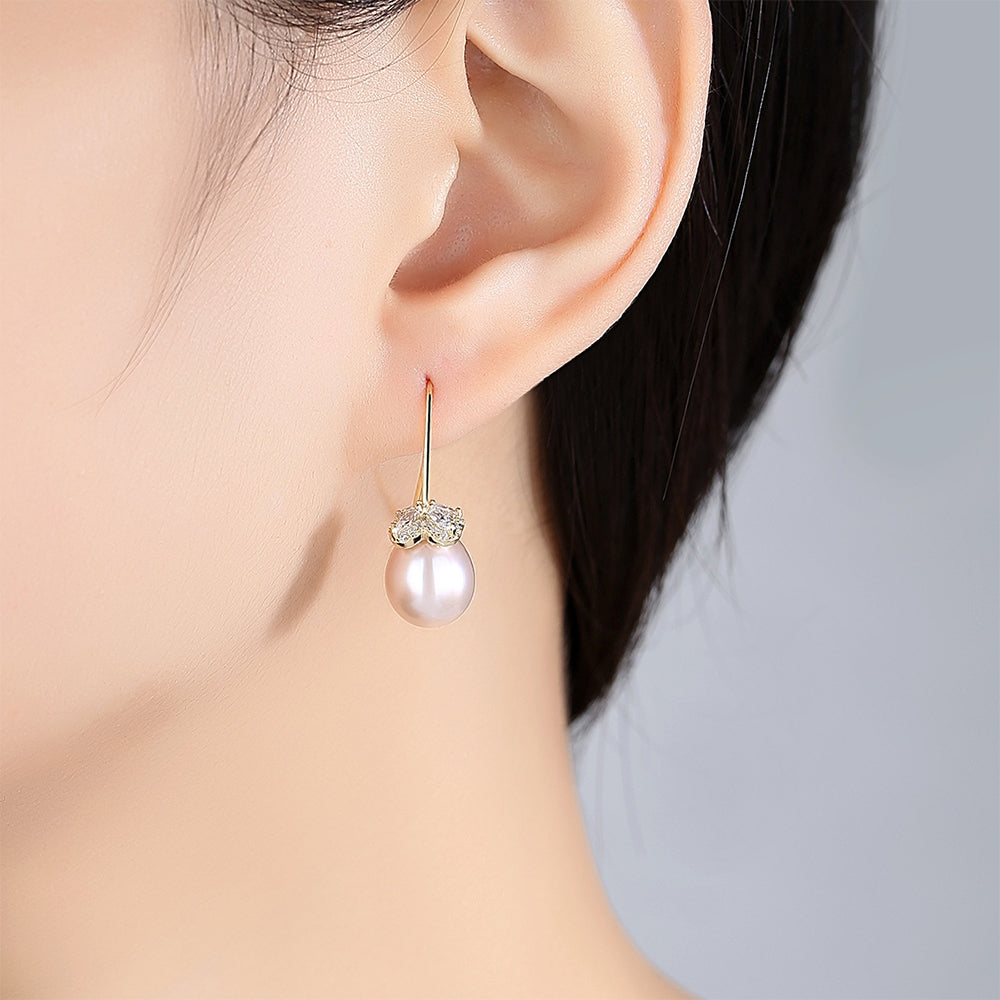 Pendientes colgantes de perla natural de plata de ley 925, joyería de moda, regalo para mujeres y niñas.