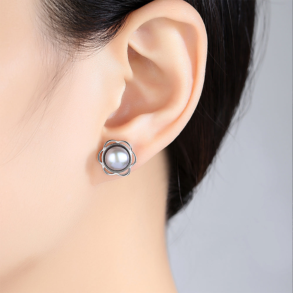 925 Sterling Silver Natural Pearl Drop Earrings Fashion Jewelry Gift for Women Girls