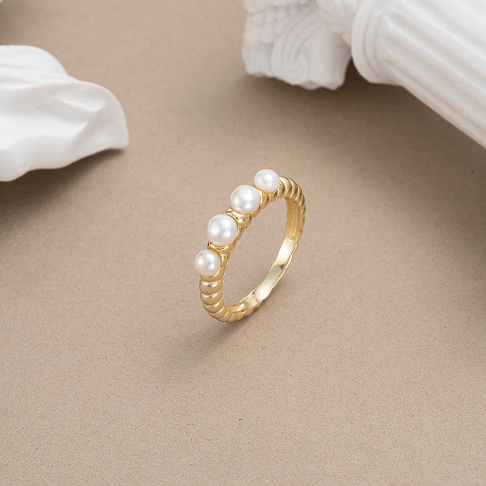 Anillo de perla natural de plata de ley 925, joyería de moda, regalo para mujeres y niñas.