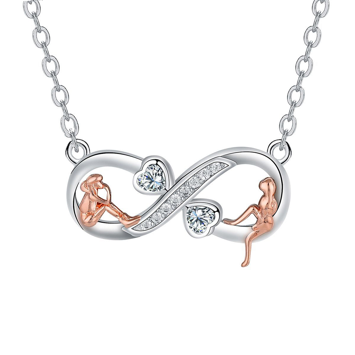 Copper With Silver/Rosegold Plated Infinity Pendant Necklace