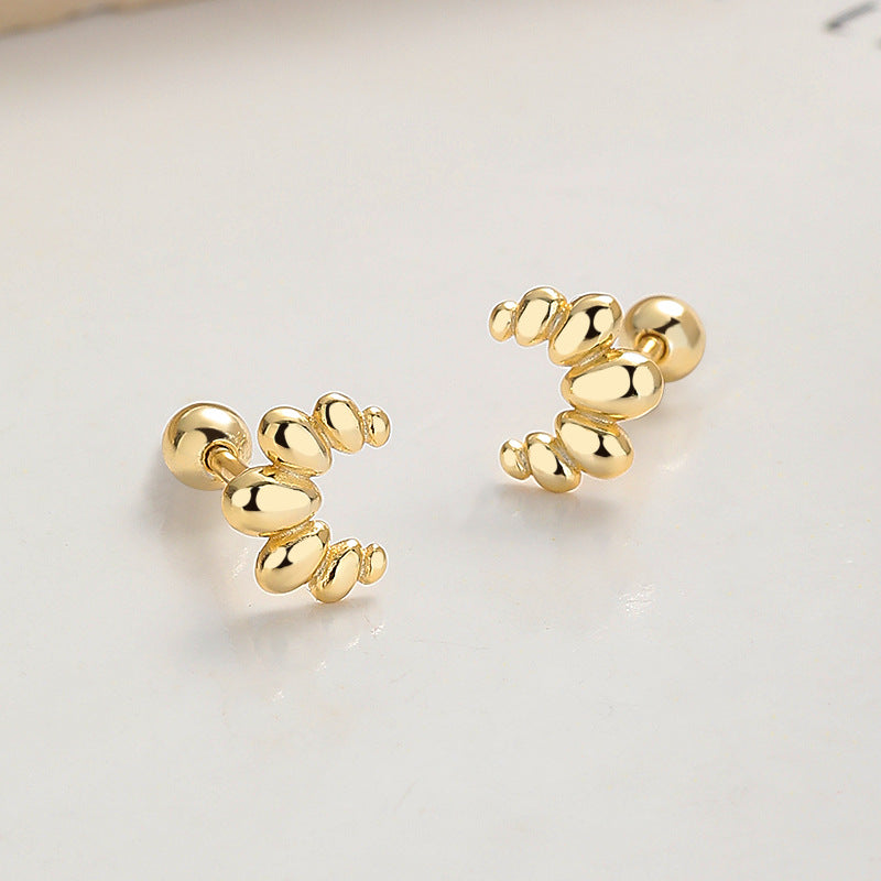 925 Sterling Silver Croissant Screwed Earrings