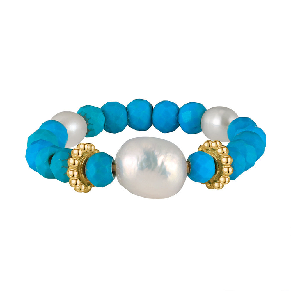 925 Sterling Silver Natural Pearl Ring Fashion Jewelry Gift for Women Girls