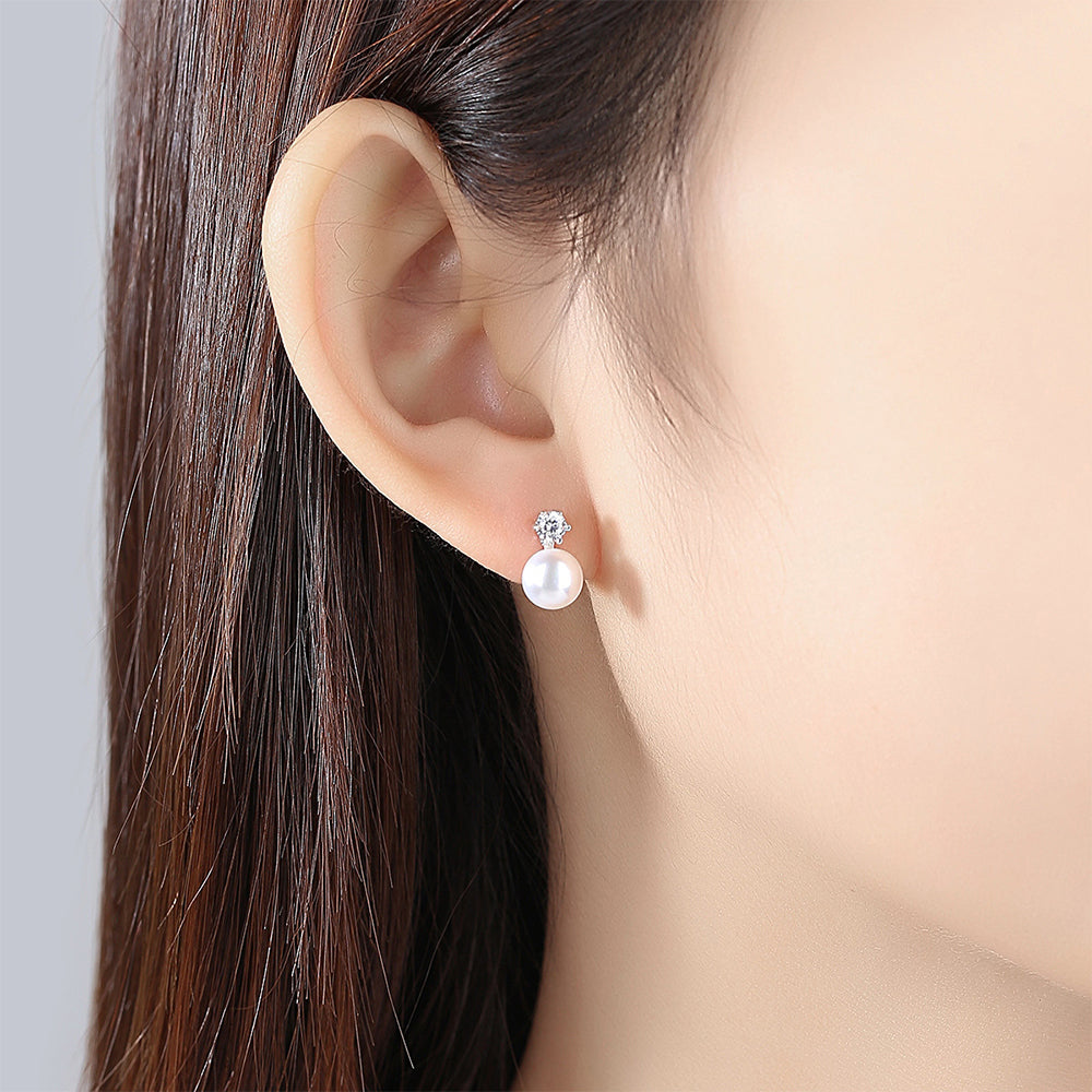 925 Sterling Silver Natural Pearl Drop Earrings Fashion Jewelry Gift for Women Girls