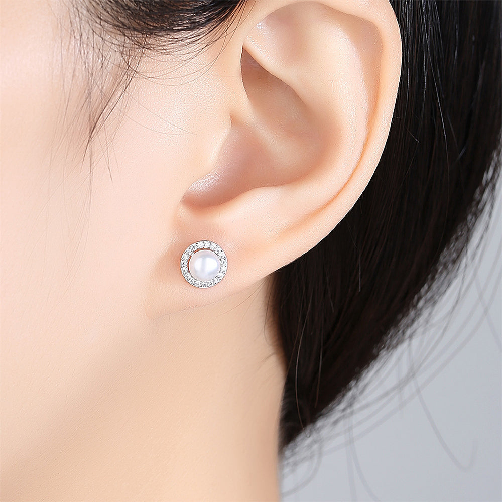 925 Sterling Silver Natural Pearl Drop Earrings Fashion Jewelry Gift for Women Girls