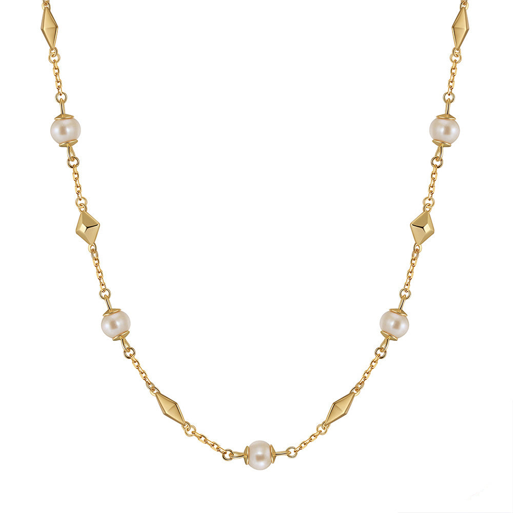 925 Sterling Silver Natural Pearl Necklace Fashion Jewelry Gift for Women Girls