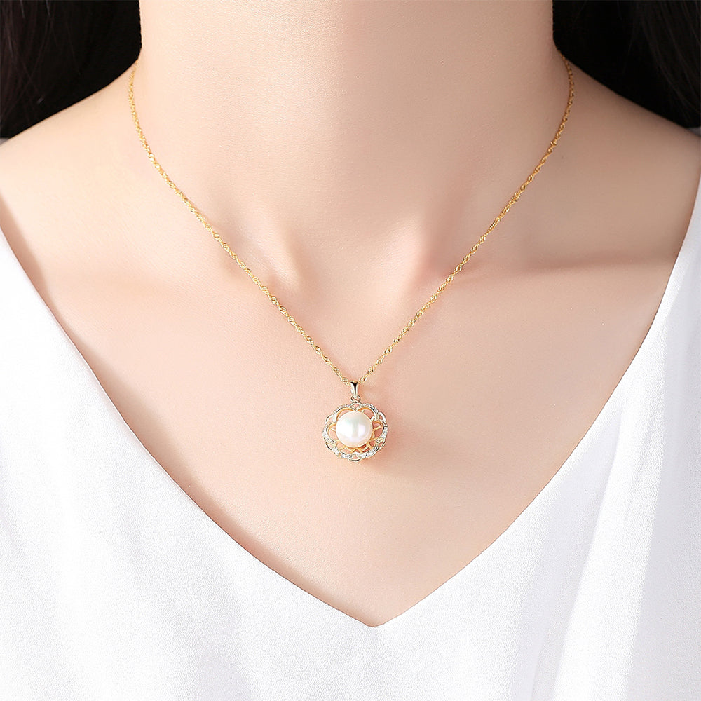 925 Sterling Silver Natural Pearl Drop Necklace Fashion Jewelry Gift for Women Girls