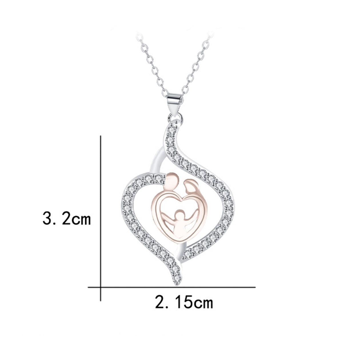 Copper With Silver/Rosegold Plated Heart Pendant Necklace