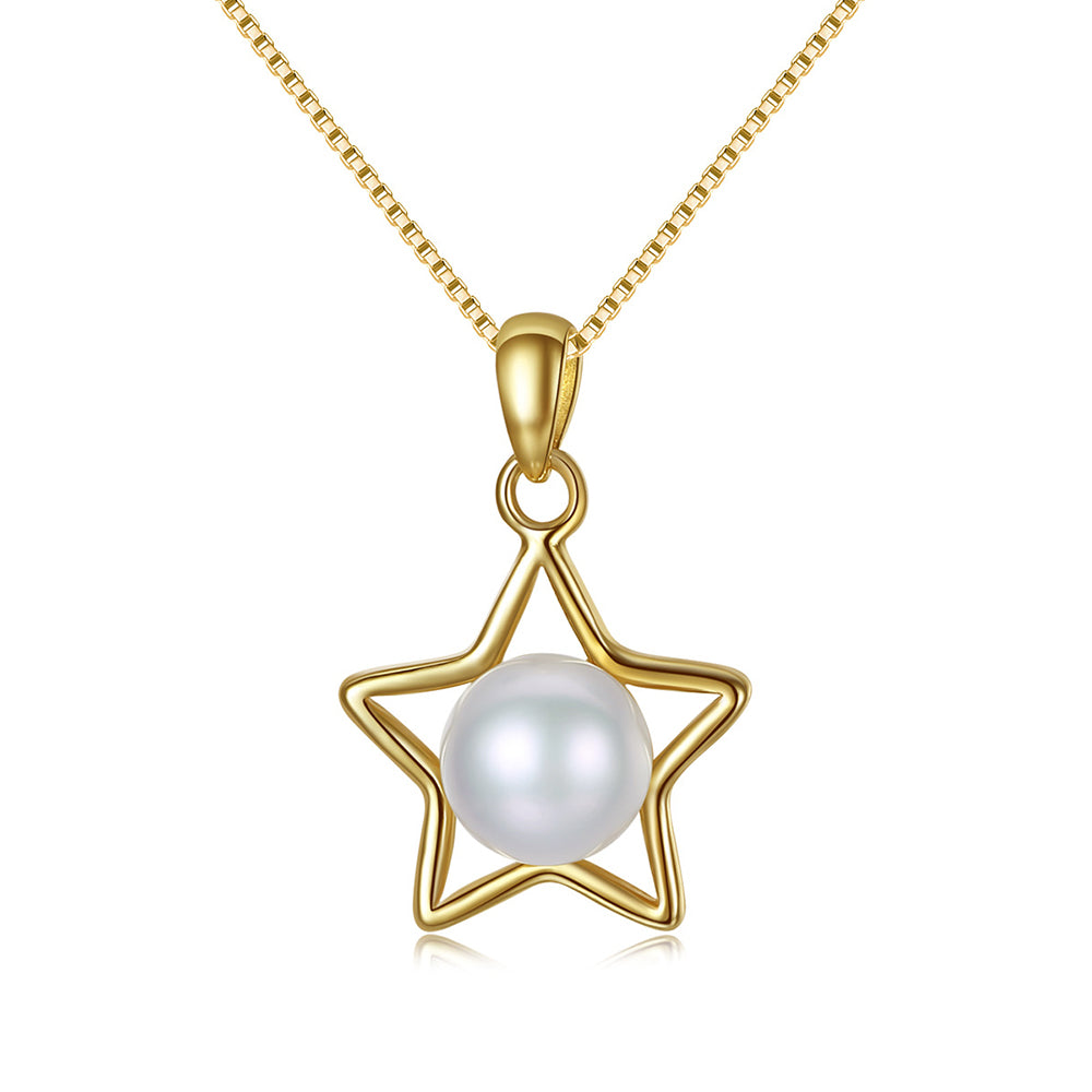 925 Sterling Silver Natural Pearl Drop Necklace Fashion Jewelry Gift for Women Girls
