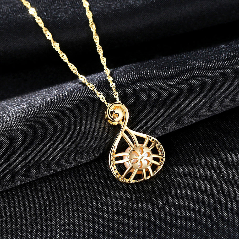925 Sterling Silver Natural Pearl Drop Necklace Fashion Jewelry Gift for Women Girls