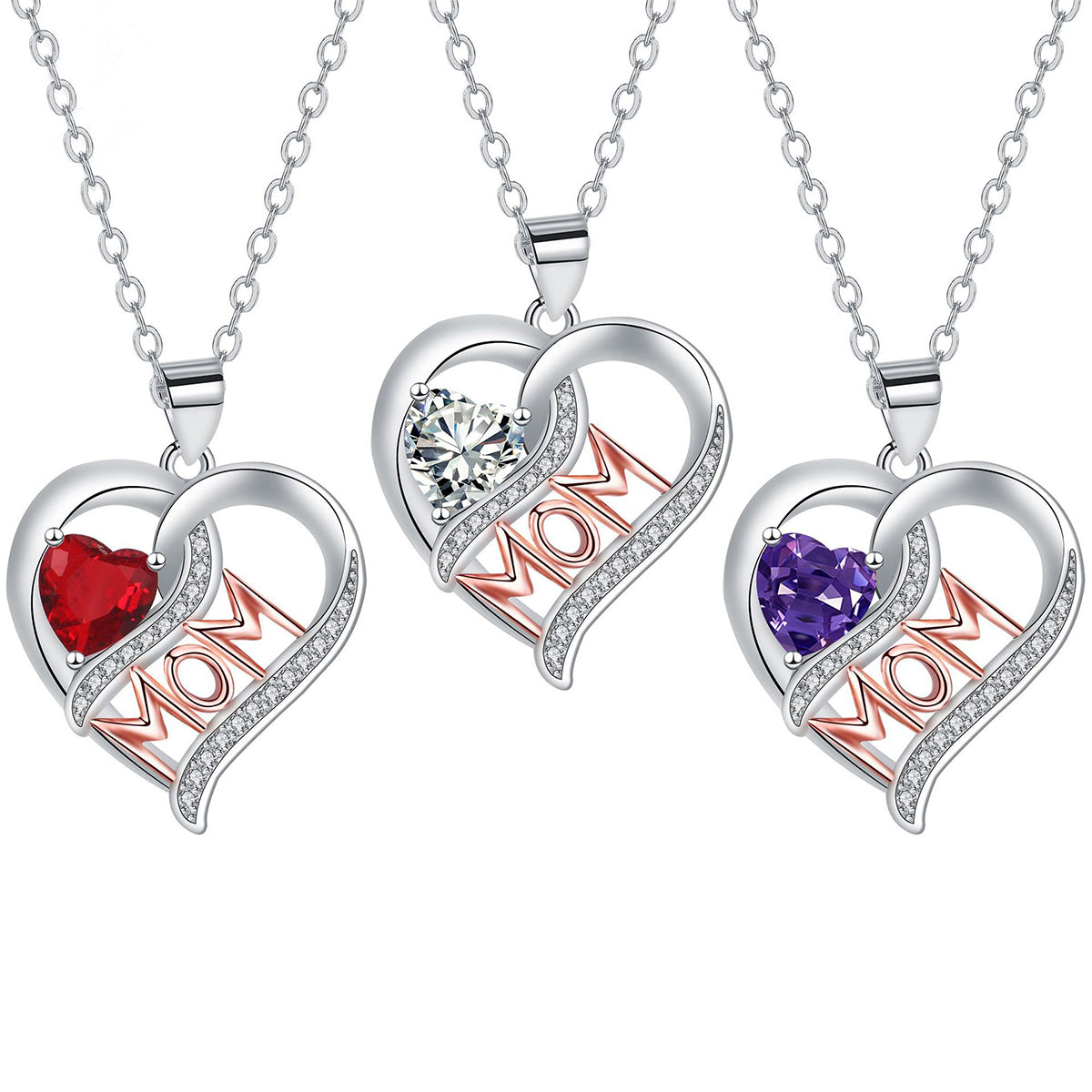 Copper With Silver/Rosegold Plated Heart Pendant Necklace