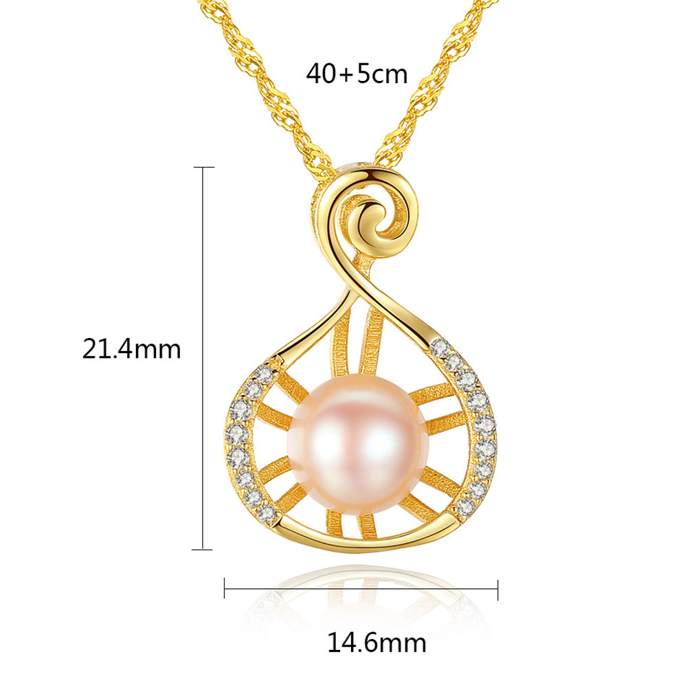 925 Sterling Silver Natural Pearl Drop Necklace Fashion Jewelry Gift for Women Girls