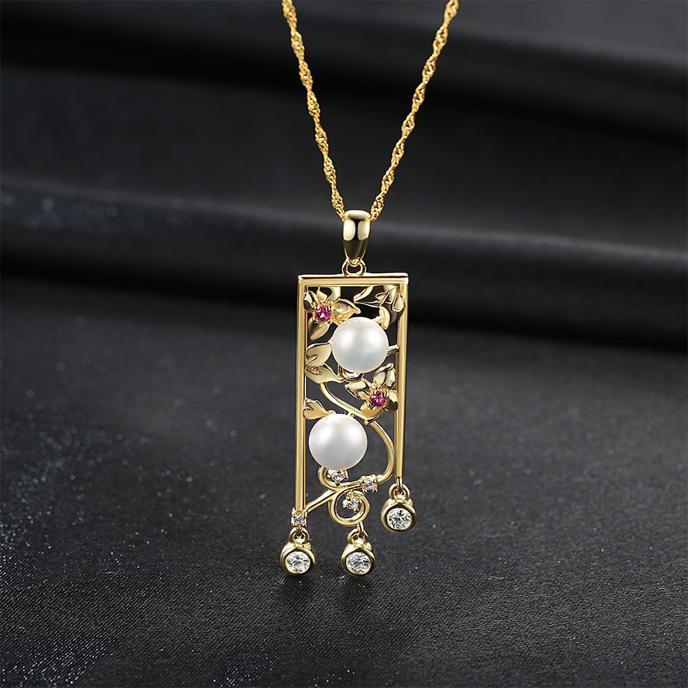 925 Sterling Silver Natural Pearl Drop Necklace Fashion Jewelry Gift for Women Girls