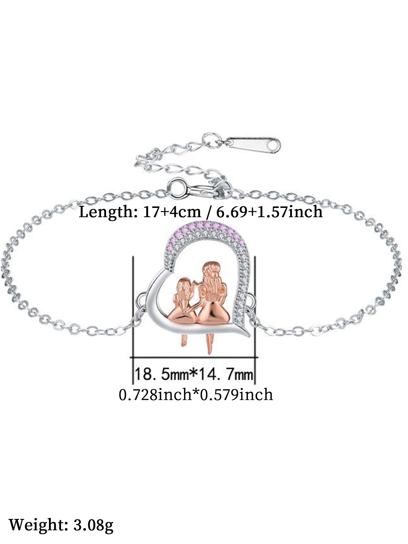 Heart Shaped Bracelet, Fashionable Rhinestone Decor Jewelry for Women & Girls, Trendy All-match & Exquisite Jewelry for Birthday Gift
