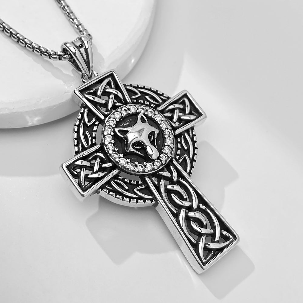 Fox Cross Pendant Necklace, Men Women's Fashion Jewelry, Perfect for Parties & Gifts, Elegant Accessory for Everyday Wear