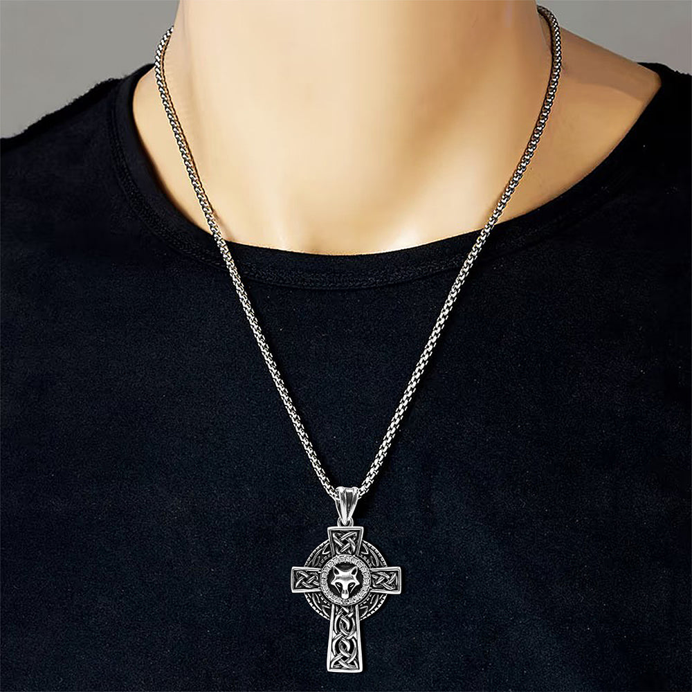 Fox Cross Pendant Necklace, Men Women's Fashion Jewelry, Perfect for Parties & Gifts, Elegant Accessory for Everyday Wear