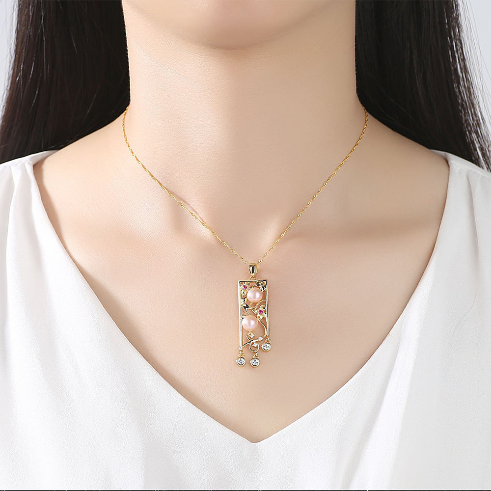 925 Sterling Silver Natural Pearl Drop Necklace Fashion Jewelry Gift for Women Girls
