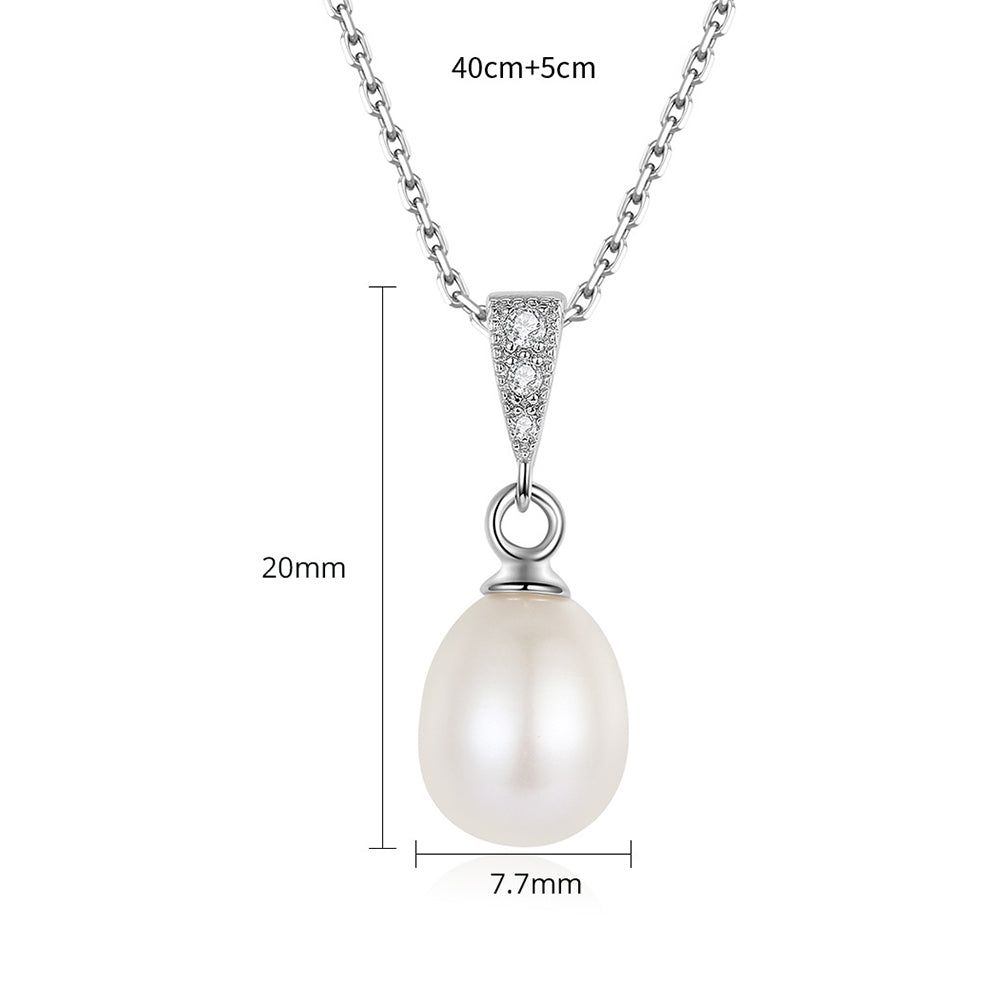 925 Sterling Silver Natural Pearl Drop Necklace Fashion Jewelry Gift for Women Girls
