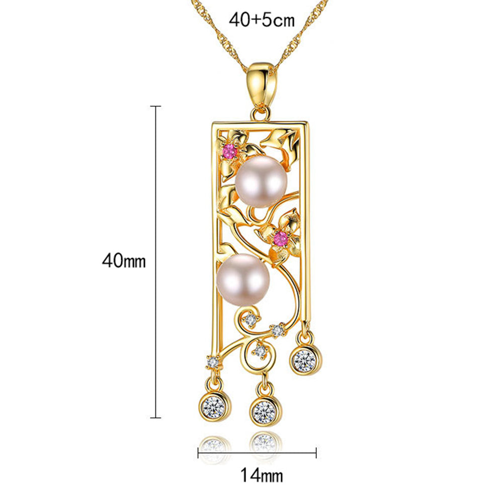925 Sterling Silver Natural Pearl Drop Necklace Fashion Jewelry Gift for Women Girls